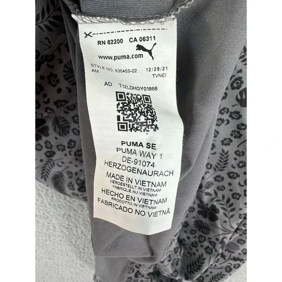 Puma Polo Shirt Mens Large Gray Floral Allover Print Performance Golf Paisley - Picture 7 of 8